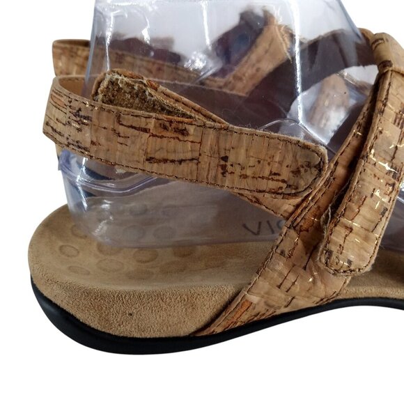 Vionic Amber Cork Beige Gold Adjustable Comfort Sandals Size 8 Bead Orthopedic - Picture 12 of 13